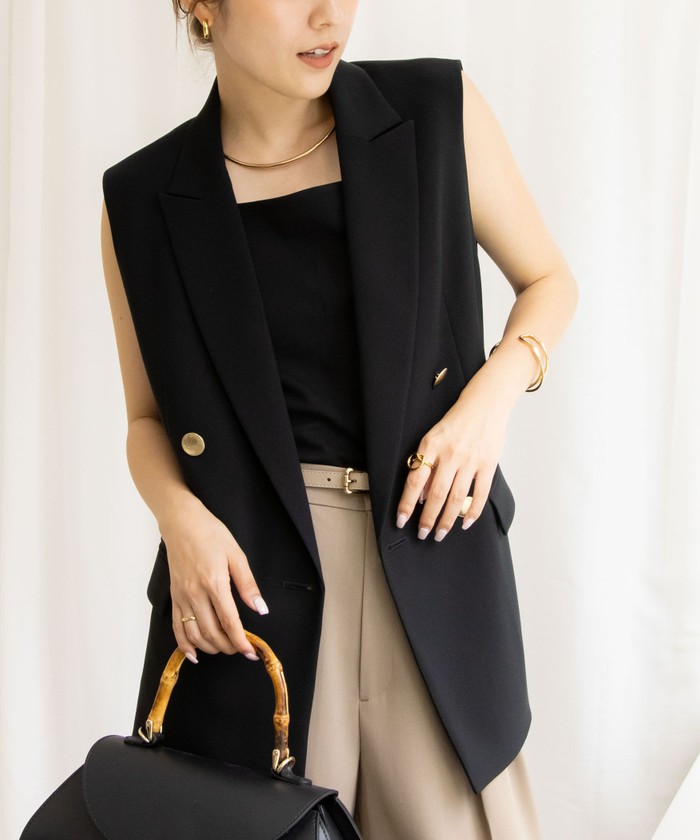 セール 10%OFF】ウォッシャブルダブルクロスジレ(506078825 セール 10%OFF】ウォッシャブルダブルクロスジレ(506078825