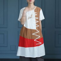 Sawa a la mode/サワアラモード Sawa a la mode ユーモアな個性で惹き付けるブロック配色ワンピース/506212042