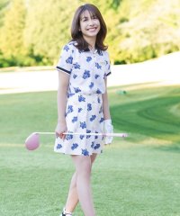 Samantha GOLF/レトロ花柄ポロシャツ/506214926