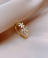 shoppinggo/ショッピングゴー shoppinggo 指輪 花 パール オープン リング フリーサイズ シンプル ゴールド 入学式 卒業式 フォーマル カジュアル 結婚式 パ/506218207