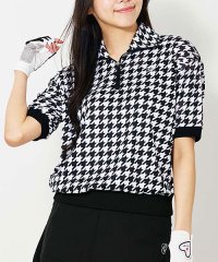 TopIsm/トップイズム TopIsm ゴルフウェア レディース gs GOLF ハーフジップ リブトップス ポロシャツ 半袖 ストレッチ 柄 無地 おしゃれ かわいい 韓/506218241