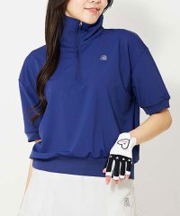 TopIsm/トップイズム TopIsm ゴルフウェア レディース gs GOLF ハーフジップ リブトップス ポロシャツ 半袖 ストレッチ 柄 無地 おしゃれ かわいい 韓/506218241