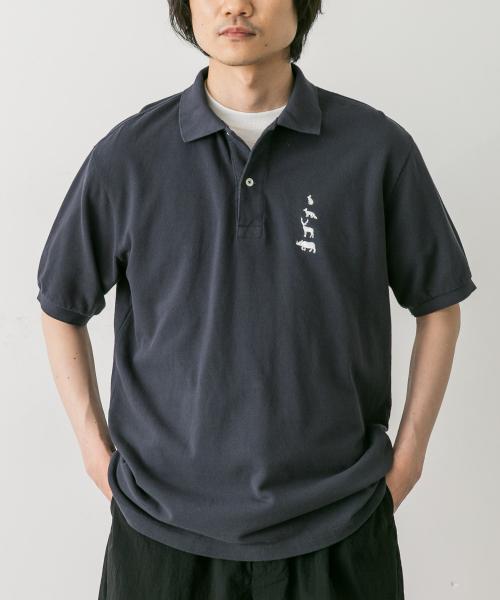 URBAN RESEARCH DOORS ニットポロシャツ チャコールグレー