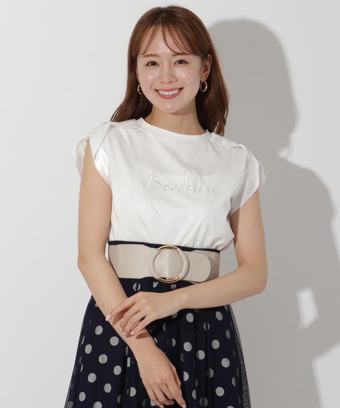 セール 50%OFF】ロゴ刺しゅう肩サテンテープTシャツ(506222809