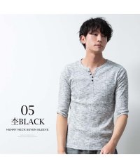  GENELESS/ジェネレス GENELESS tシャツ メンズ ヘンリーネック テレコ 7分袖 Tシャツ 細身 七分袖 デイリー 定番 全3色 綿 ストレッチ ブラック スリム/506226175
