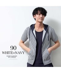  GENELESS/ジェネレス GENELESS パーカー メンズ 半袖 ジップパーカー パーカ シンプル 半袖パーカー ストライプ ジップアップ 夏 シアサッカー 黒 アウター /506226177