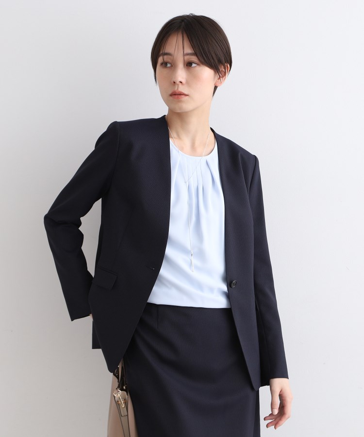 新品タグ付き未使用】INDIVI ダークネイビー ストライプ パンツ