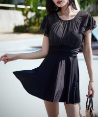 TeddyShop/テディショップ Teddyshop レディース水着 ウエスト切り替えラメワンピ風バックリボンオールインワンスイムウェア 【返品不可商品】/506227246