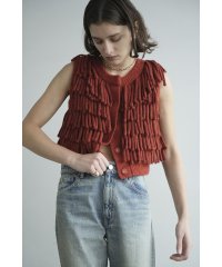 CLANE/W FACE FRINGE KNIT VEST/506227405