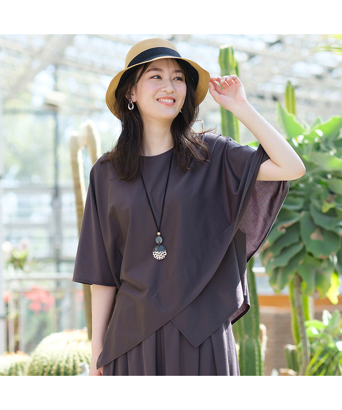 アイレネ - IRENE | Asymmetry Lace Panel Jersey Tops-Light