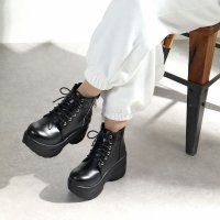 SFW/8.5cmヒール ワンピース セットアップ ストリート 厚底ショートブーツ ☆1675/506196036