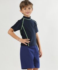 TeddyShop/テディショップ Teddyshop キッズ水着 長袖バイカラーラッシュガード+ハーフパンツ 上下2点セット【返品不可商品】/506246318