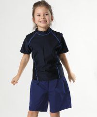 TeddyShop/テディショップ Teddyshop キッズ水着 長袖バイカラーラッシュガード+ハーフパンツ 上下2点セット【返品不可商品】/506246318
