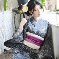Rew-You/リューユ Rew－You 浴衣 彼岸花 花火 モノトーン ゆかた 黒浴衣 粋 高級 大人 ゆかた キャバ嬢 Ryuyu/506246458