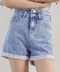 TeddyShop/テディショップ Teddyshop レディース ハイウエストロールアップでブルボタンショートデニムパンツ/506246513