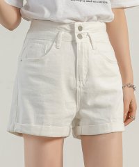 TeddyShop/テディショップ Teddyshop レディース ハイウエストロールアップでブルボタンショートデニムパンツ/506246513