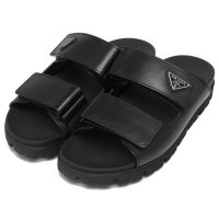 PRADA/プラダ PRADA サンダル ミュール レザーストラップサンダル トライアングルロゴ ブラック メンズ PRADA 2X3129 3LEM F0002/506248775