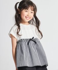 COMME CA ISM KIDS/ギンガムチェック・バンダナ柄プリント 切替え半袖Tシャツ/506214629