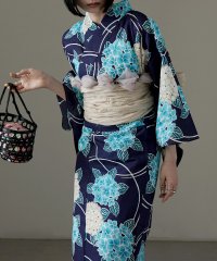 Fashion Letter/asaka アサカ セパレート綿浴衣＋しわ兵児帯 2点セット 浴衣 セット レディース 二部式浴衣 帯セット ゆかた しわ兵児帯 セパレート 簡単 大人 夏祭り/506256588