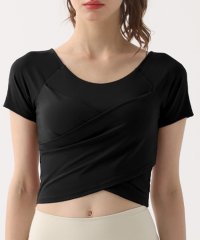 TeddyShop/テディショップ Teddyshop レディース 半袖くしゅっとクロス風クロップド丈フィットネスブラトップス/506256962