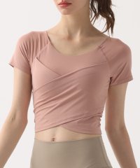 TeddyShop/テディショップ Teddyshop レディース 半袖くしゅっとクロス風クロップド丈フィットネスブラトップス/506256962