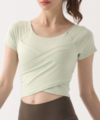 TeddyShop/テディショップ Teddyshop レディース 半袖くしゅっとクロス風クロップド丈フィットネスブラトップス/506256962