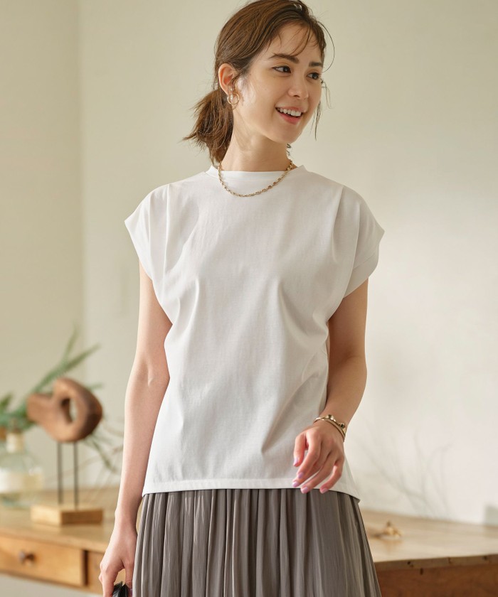 tシャツ 「UVケア・接触冷感」GIZAプレーティング天竺フレンチスリーブ Tシャツ レディース UVケア・接触冷感】GIZAプレーティング天竺フレンチスリーブ T