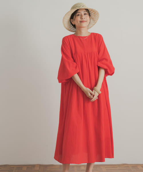 107t*美品 セタイチロウ コットン ギャザー シアーワンピース seta ichiro - 107t*美品 セタイチロウ コットン ギャザー
