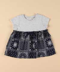 COMME CA ISM KIDS/ギンガムチェック・バンダナ柄プリント 切替え半袖Tシャツ(ベビーサイズ)/506214614