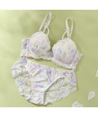 Spark's/パリーゼ Palissee 【脇高】 フラワープリントコード3/4モールドカップブラ＆バックレースショーツ【返品不可商品】/506264802
