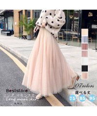 Beststore/ベストストア Beststore チュールスカート ロング チュールスカート マキシ マキシスカート ウエストゴム ふわっとチュール 春 夏 秋 裏地あり フレ/506272171
