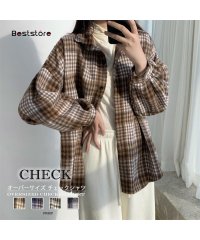 Beststore/ベストストア Beststore チェック柄シャツ トップス オーバーサイズ ネルシャツ ゆったり チェック柄ブルゾン 長袖 シャツ おしゃれ カジュアル ネル/506272175