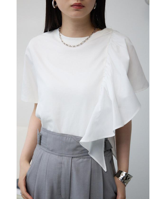 【マッシモドゥッティ】人気商品!! アシンメトリー本革ヒール セール 20%OFF】サイドラッフルアシンメトリートップス