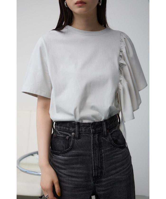 【マッシモドゥッティ】人気商品!! アシンメトリー本革ヒール セール 20%OFF】サイドラッフルアシンメトリートップス