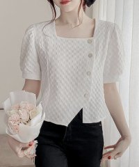 shoppinggo/ショッピングゴー shoppinggo 夏新作パフスリーブ 半袖 薄手 Tシャツ レディース 半袖トップス 半袖カットソー スクエアネック ショート丈 トップス/506277539