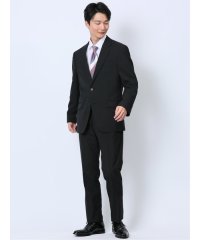 TAKA-Q/タカキュー TAKA－Q ウール混 レギュラーフィット 2ボタン2ピーススーツ 無地黒/506280682