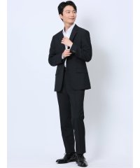 TAKA-Q/タカキュー TAKA－Q ウール混 レギュラーフィット 2ボタン2ピーススーツ ストライプ黒 メンズ セットアップ ジャケット ビジネス カジュアル 通勤 仕事/506280684