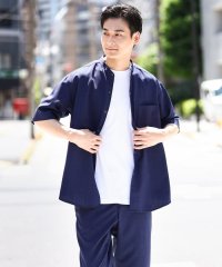 a.v.v (MEN)/【接触冷感】バンドカラーシャツ 5分袖（セットアップ可）リライトシリーズ3/506091446
