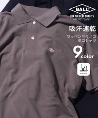 BALL/ボール BALL 【BALL / ボール】54501NT T/C鹿の子 ワッペン付き ポロシャツ 半袖 トップス ロゴ 吸汗 速乾 スポーツ ゴルフ/506067079