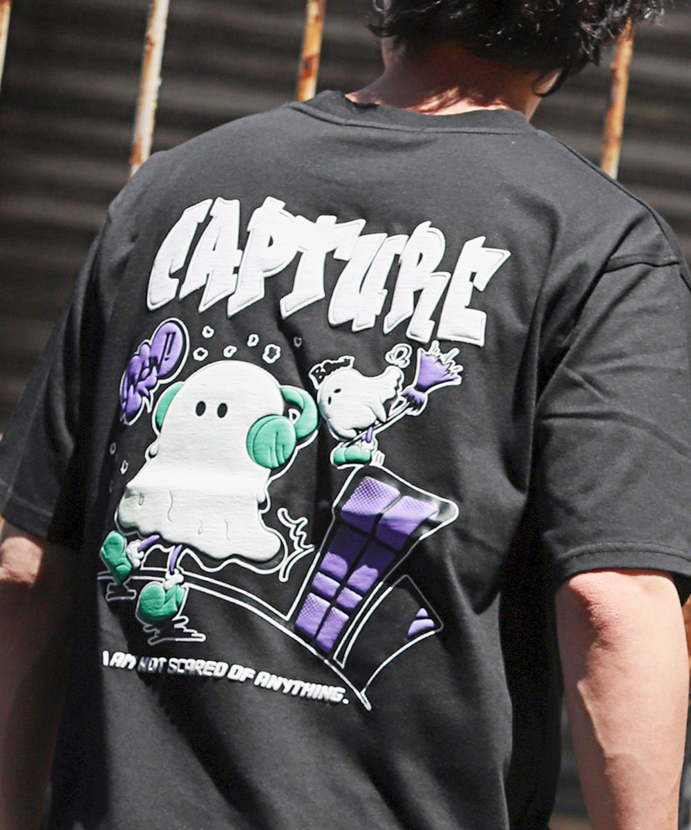ラグスタイル LUXSTYLE ゴースト発泡プリント半袖Tシャツ/半袖 T