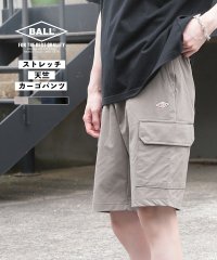 BALL/ボール BALL 【BALL / ボール】54503NT ストレッチ天竺 カーゴパンツ ハーフパンツ ショートパンツ 半パン ウエストゴム ロゴ刺繍/506067082