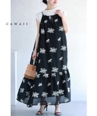 CAWAII/かすみ草刺繍のフレア裾ロングワンピース/506297904