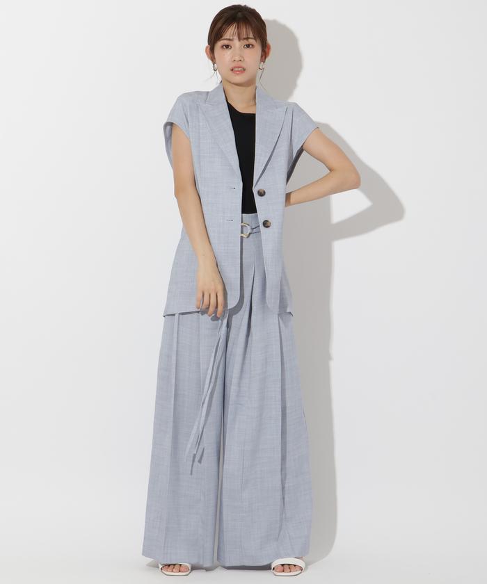セール】麻調プリーツワイドパンツ(506305592) | AND COUTURE セール】麻調プリーツワイドパンツ(506305592) | AND COUTURE