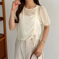callautia/カラウティア callautia callautia 楊柳ギャザーショートトップス/506309150