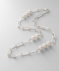 COCOSHNIK ONHITSCH/シルバー フラットケーブルチェーン パールステーションネックレス/506310741