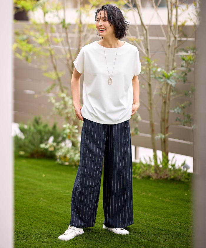 セール 20%OFF】【ウエストゴム】リネンレーヨンワイドパンツ