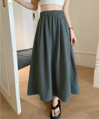 shoppinggo/ショッピングゴー shoppinggo ロングスカート Aラインスカート タックスカート マキシスカート ハイウエスト ポケット付き 黒 無地スカート ひざ下 /506314910