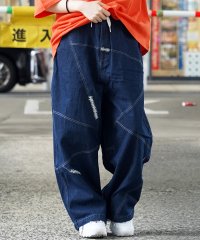 1111clothing/ワンフォークロージング 1111clothing ◆ステッチワーク バルーンデニムパンツ◆ ワイドパンツ メンズ ワイドデニムパンツ レディース デニム ワイド/506315432
