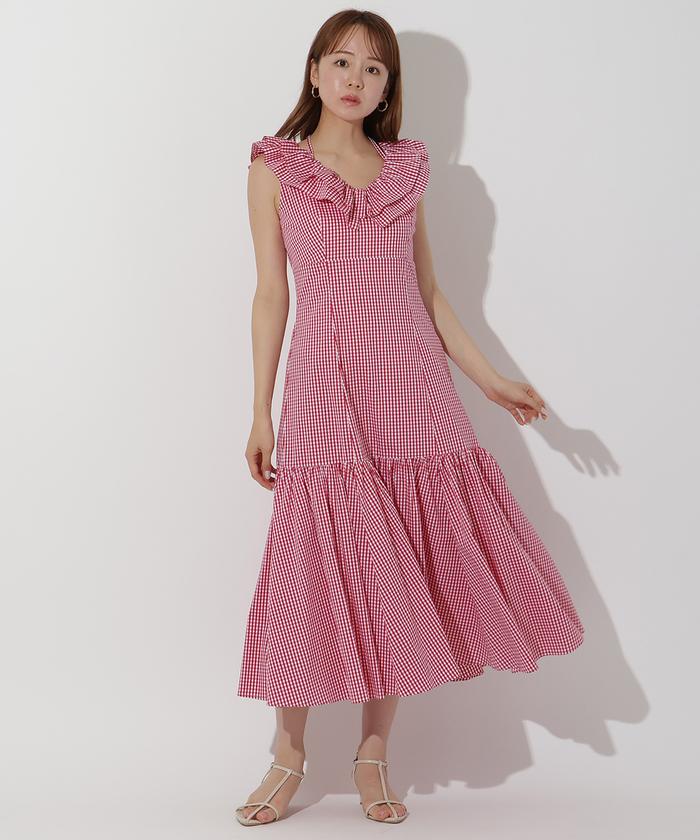 セール 60%OFF】ギンガムフリルノースリワンピース(506318456 セール 60%OFF】ギンガムフリルノースリワンピース(506318456