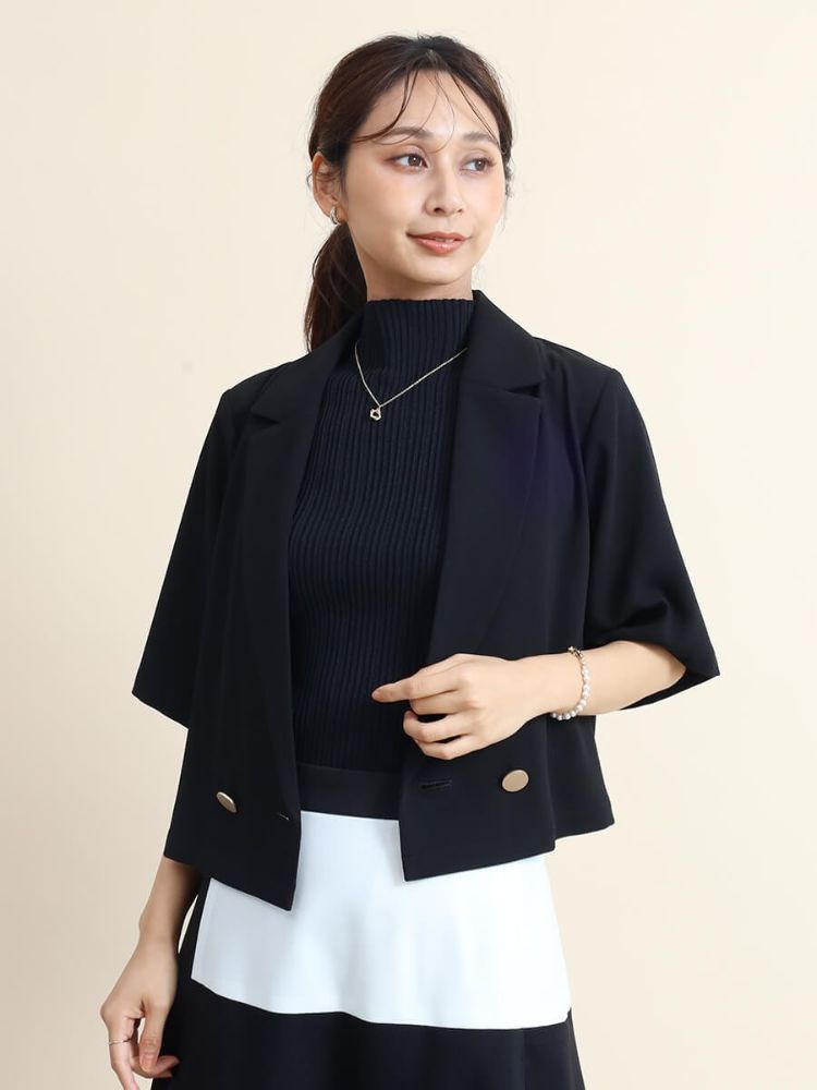 【新品2,2万　ヤマダヤ FENNEL 】ハーフスリーブ テーラード ジャケット クーポン】【セール 33%OFF】フェンネル FENNEL クロップド丈